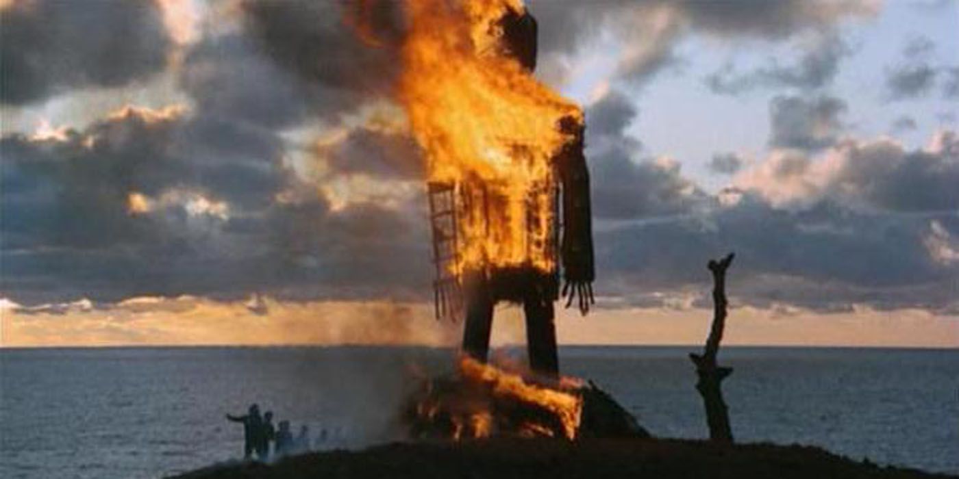 The Wicker Man burns at the end of the movie.