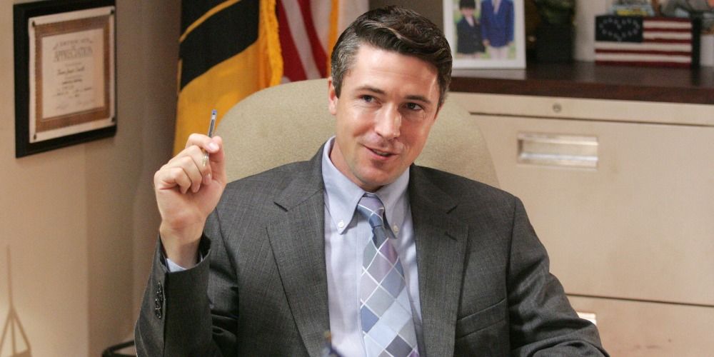 Tommy Carcetti looking devious in The Wire:.