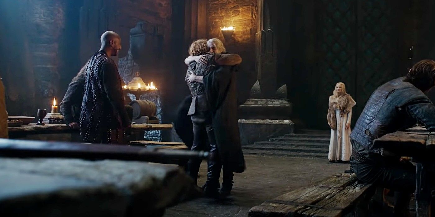 Geralt hugs his fellow witchers in The Witcher Season 2 