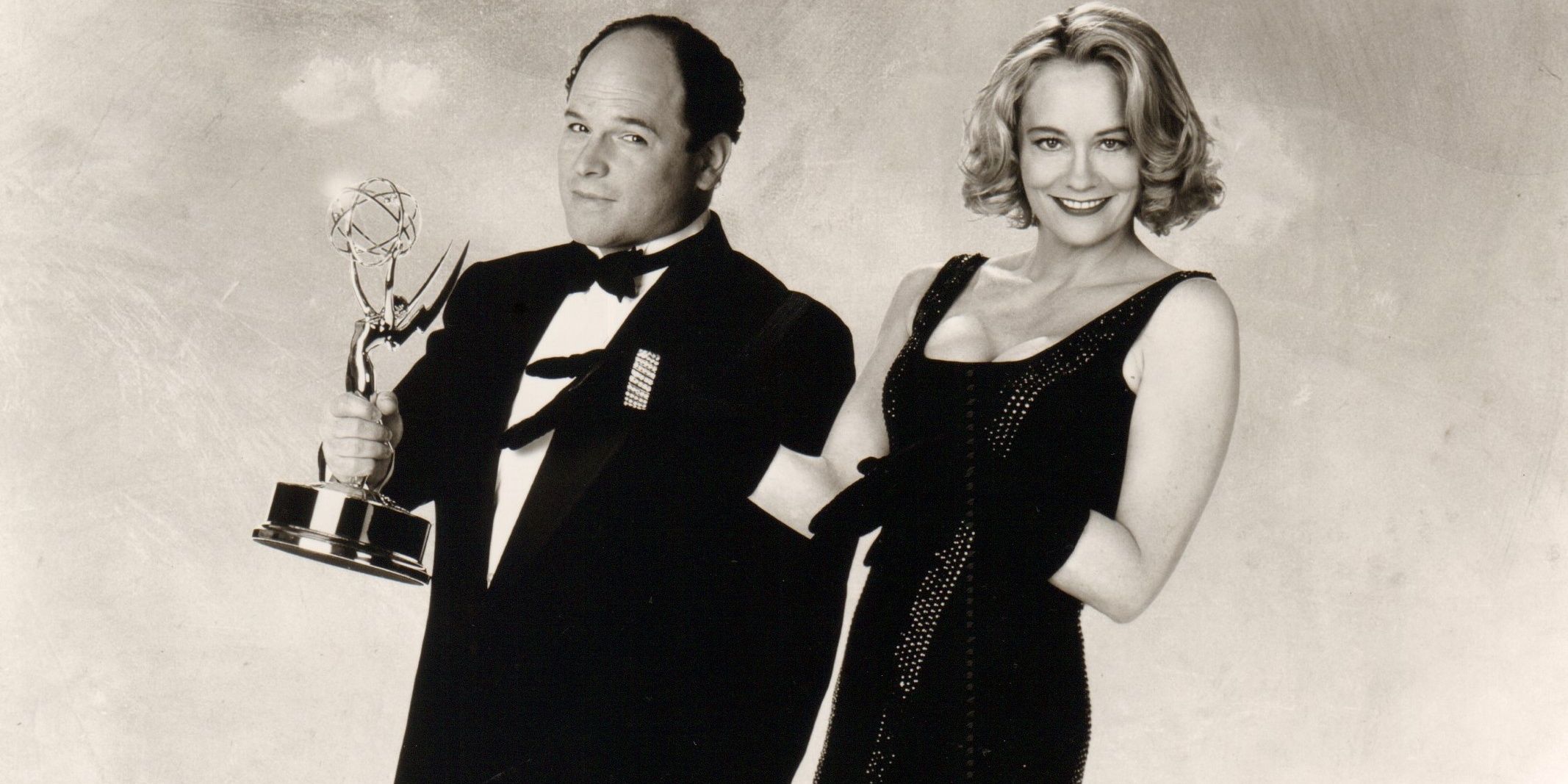 The poster for the 1995 Emmys showing hosts Cybill Shepherd and Jason Alexander