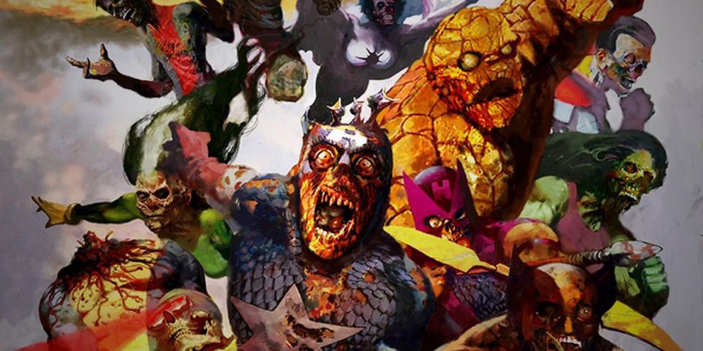 The infected Marvel Zombies attacking.