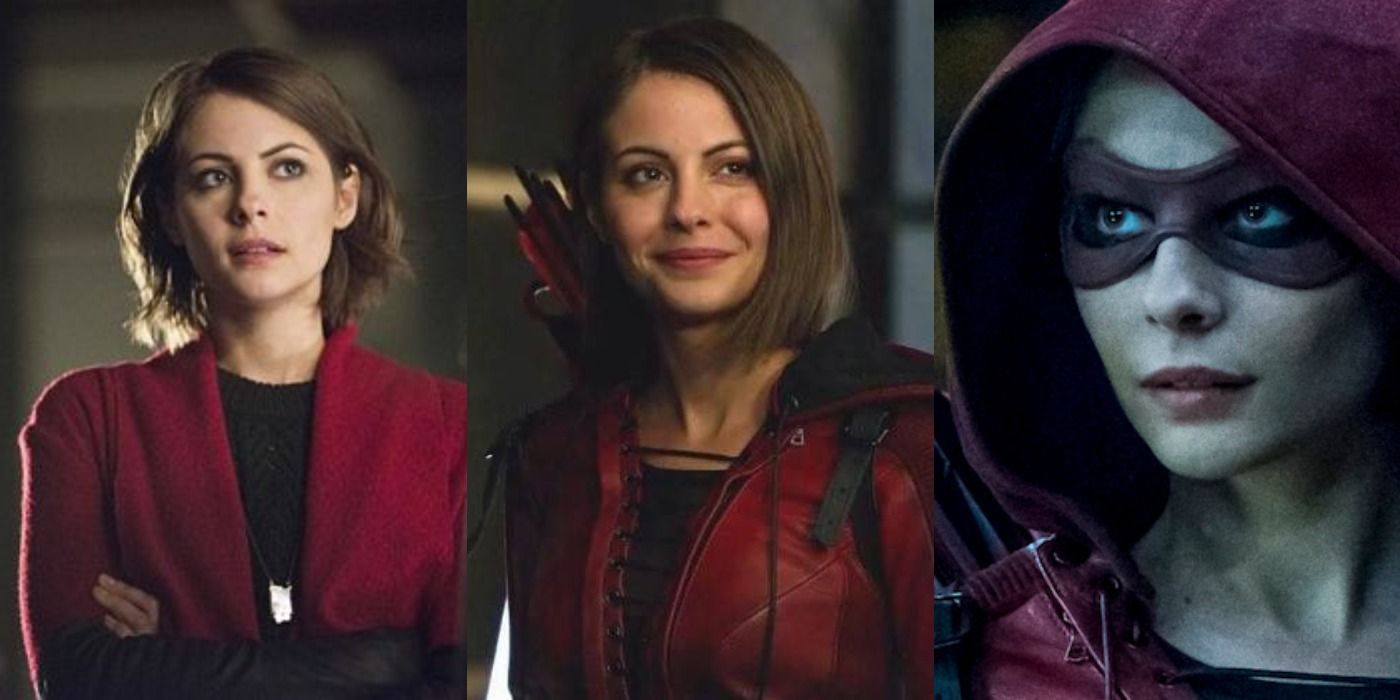 Split image showing a collage of Thea Queen on Arrow