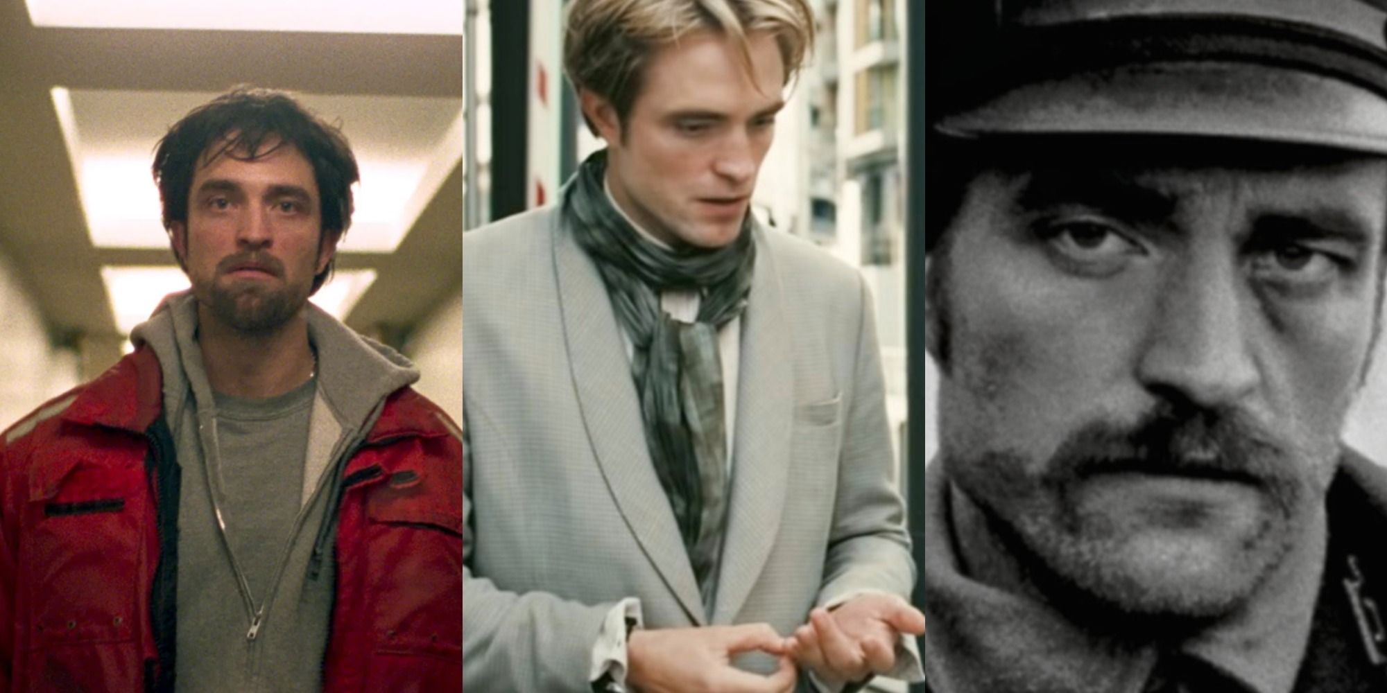 Three side by side images of Robert Pattinson in 3 roles