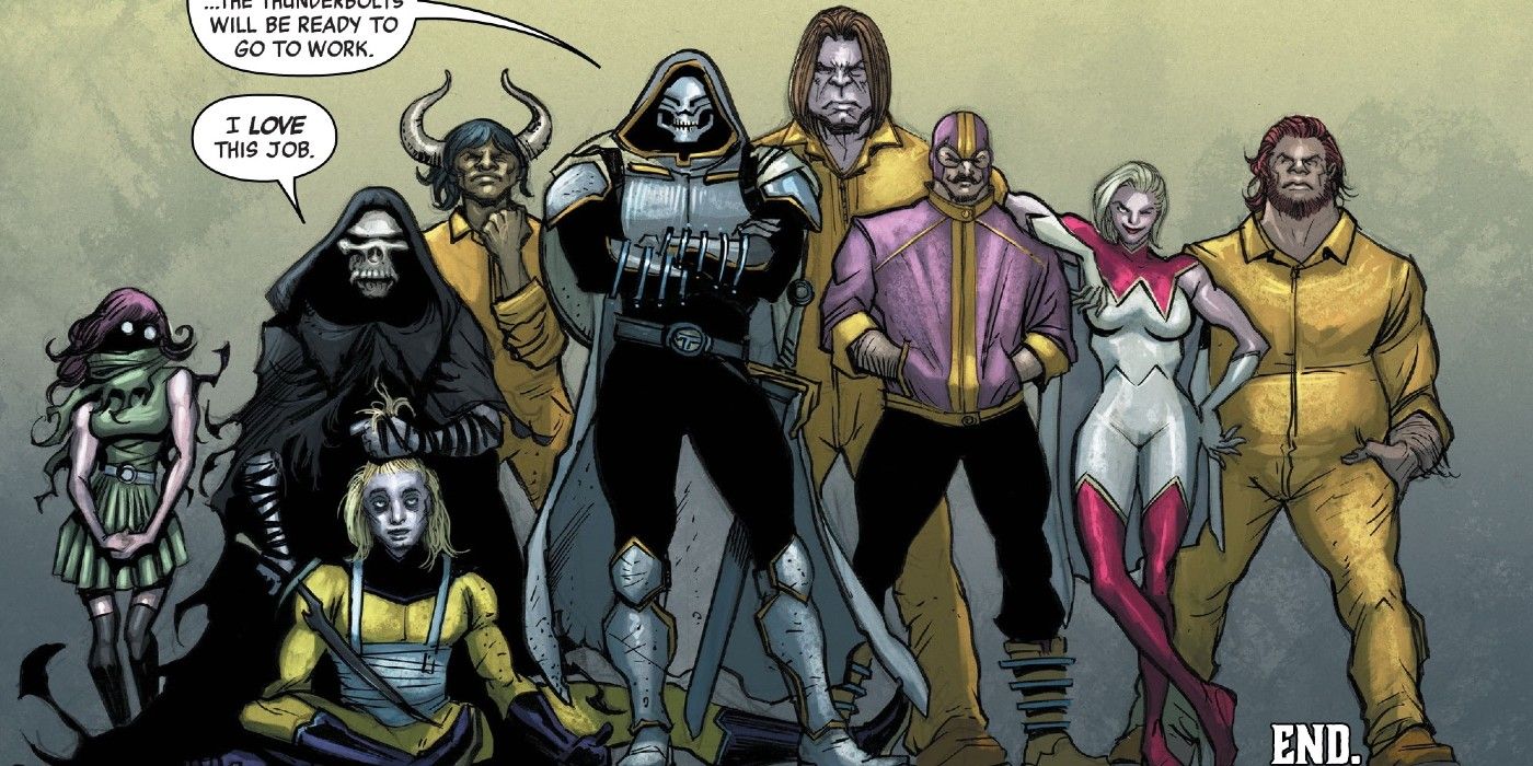 Kingpins Thunderbolts including characters like Figment and Taskmaster in a lineup