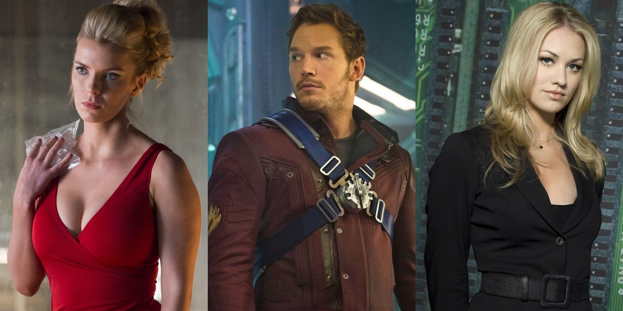 Betty Gilpin in GLOW, Chris Pratt in Guardians of the Galaxy and Yvonne Strahovski in Chuck