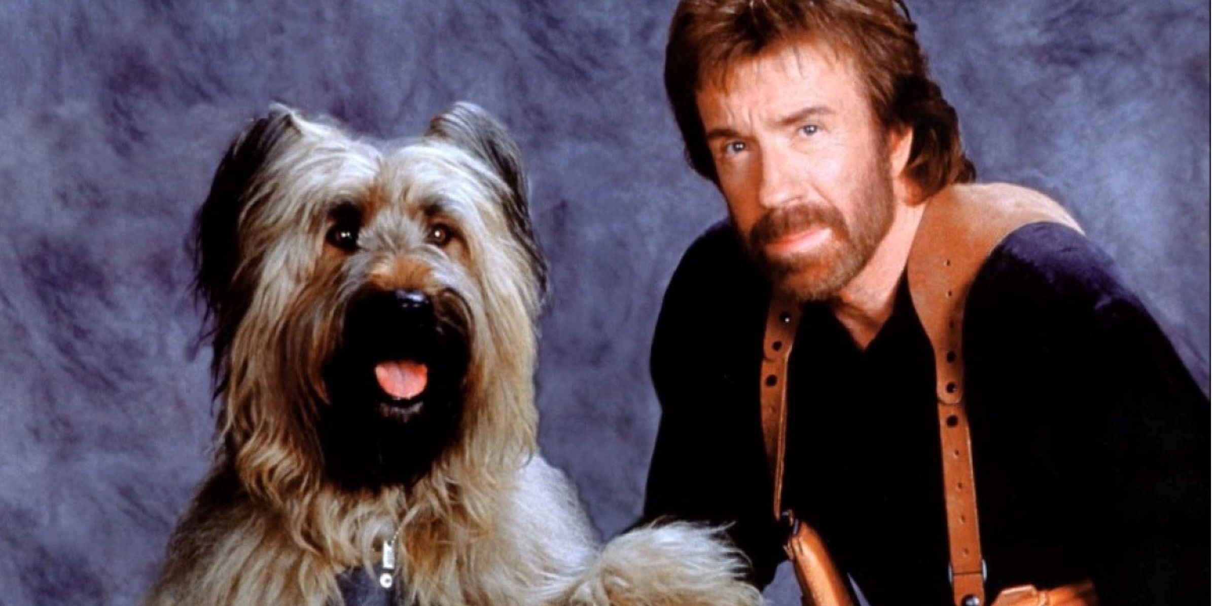 Chuck Norris sitting next to dog in Top Dog