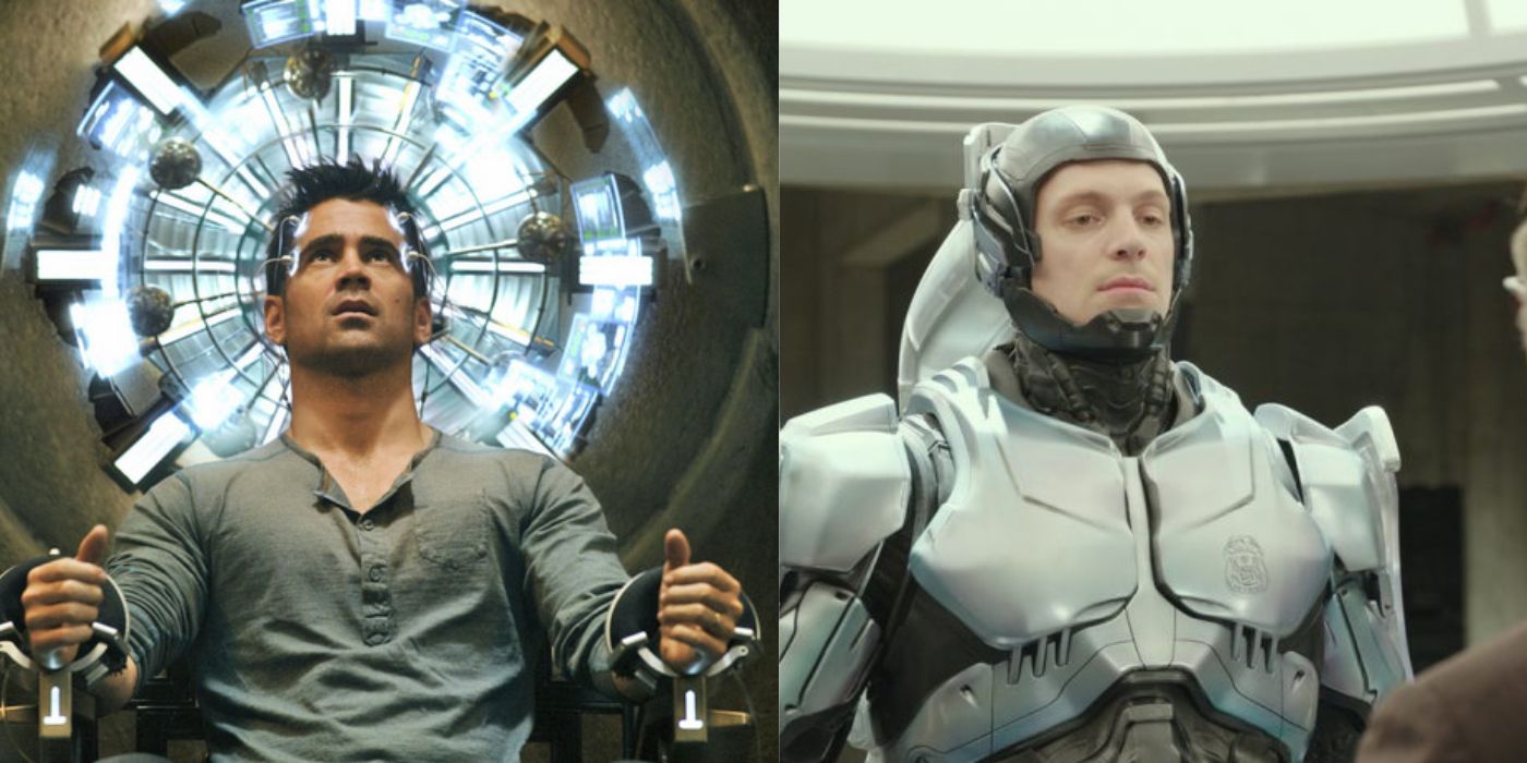 Two side by side images from Total Recall and Robocop