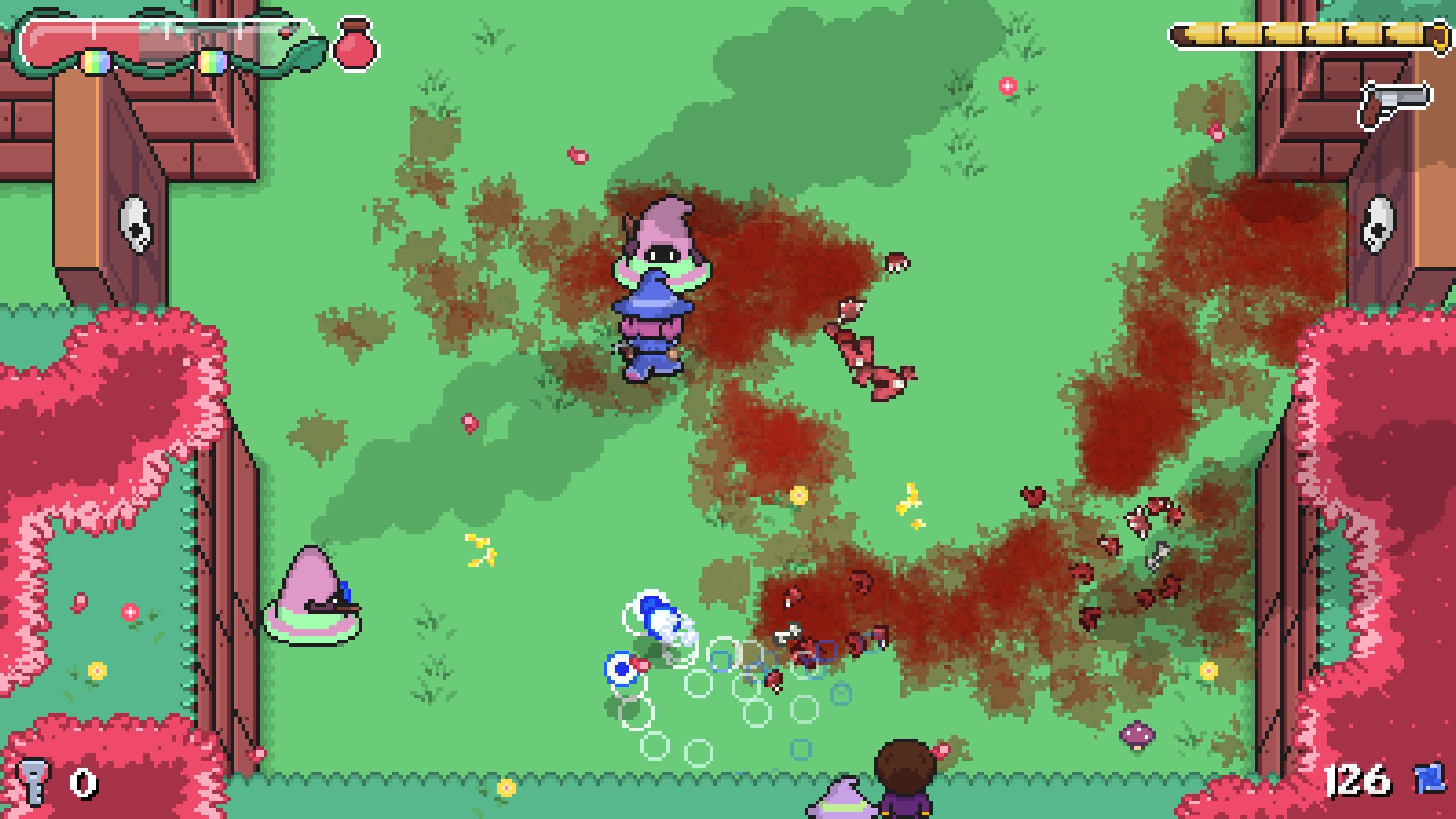 A screenshot fo Trigger Witch showing the gore in combat.