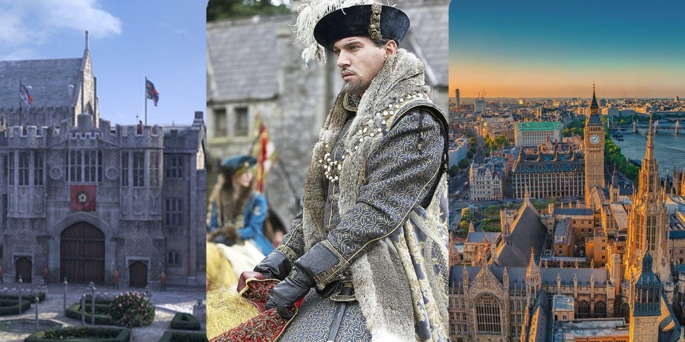 Collage of cities featured in The Tudors