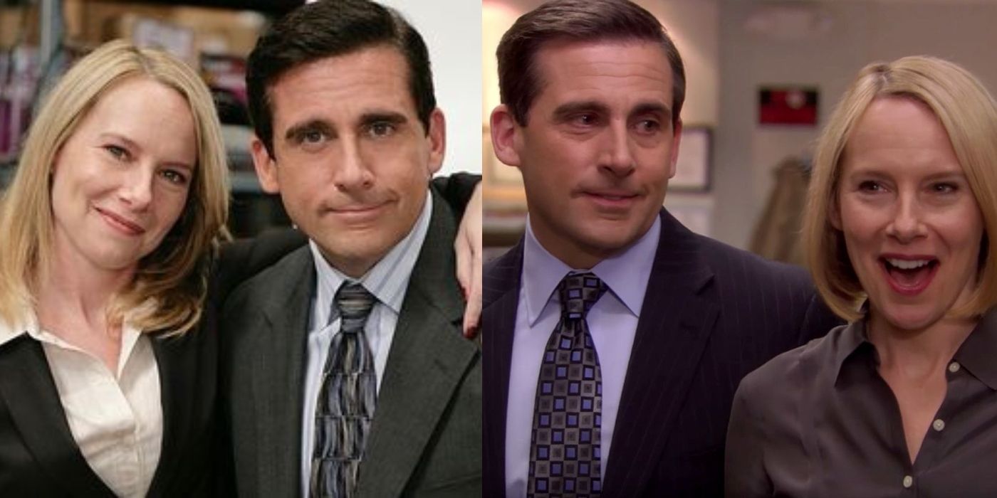 Two images side by side showing Michael and Holly from The Office next to one another.