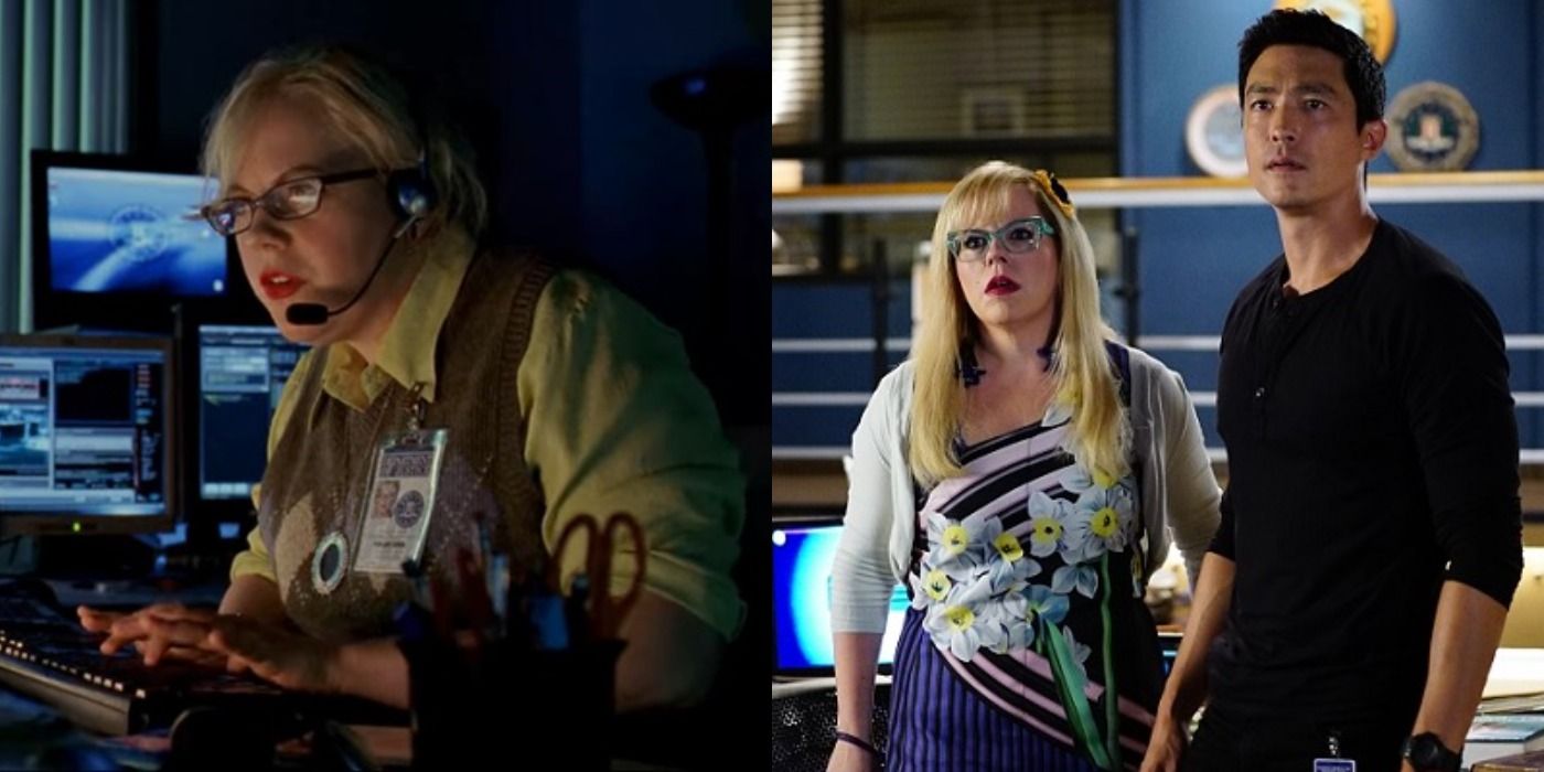 Criminal Minds: Penelope Garcia hacking a computer; standing side by side with a colleague