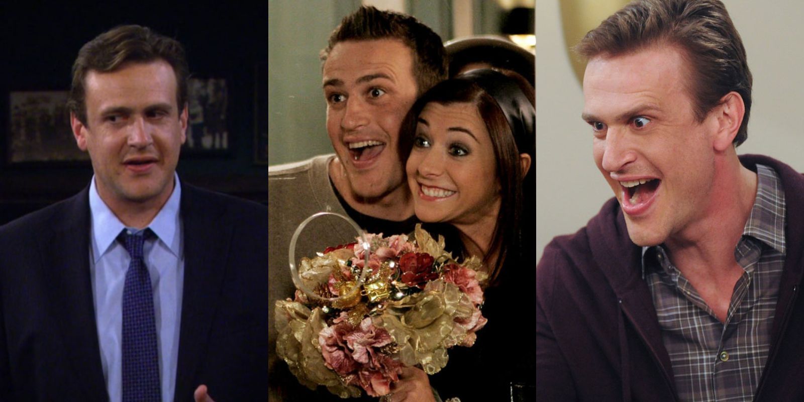 Split image of Marshall, Lily and Marshall, and Marshall again in How I Met Your Mother.
