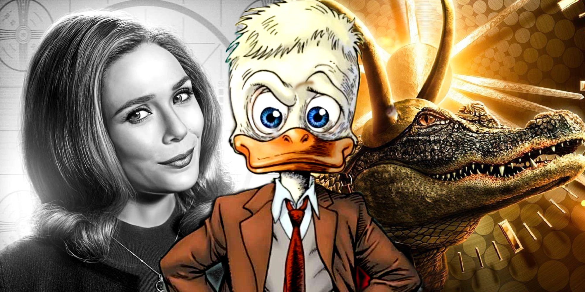 Wanda Maximoff in WandaVision, Alligator Loki, and Howard the Duck