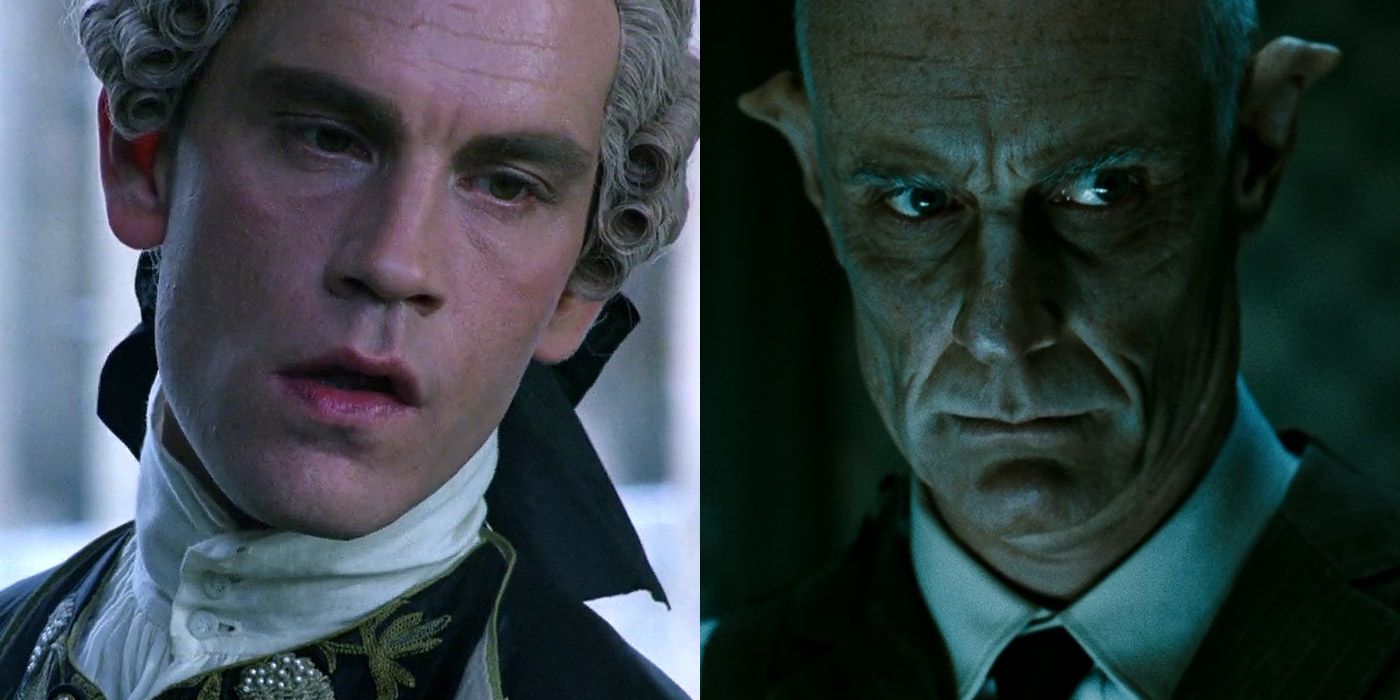 Split image of John Malkovich and Moloch from The Watchmen