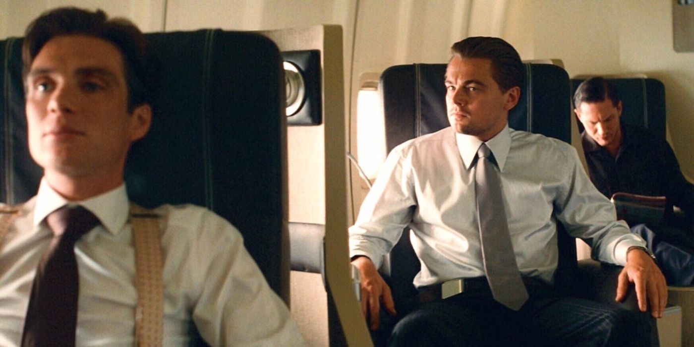 Cillian Murphy and Leonardo DiCaprio on a plane in Inception