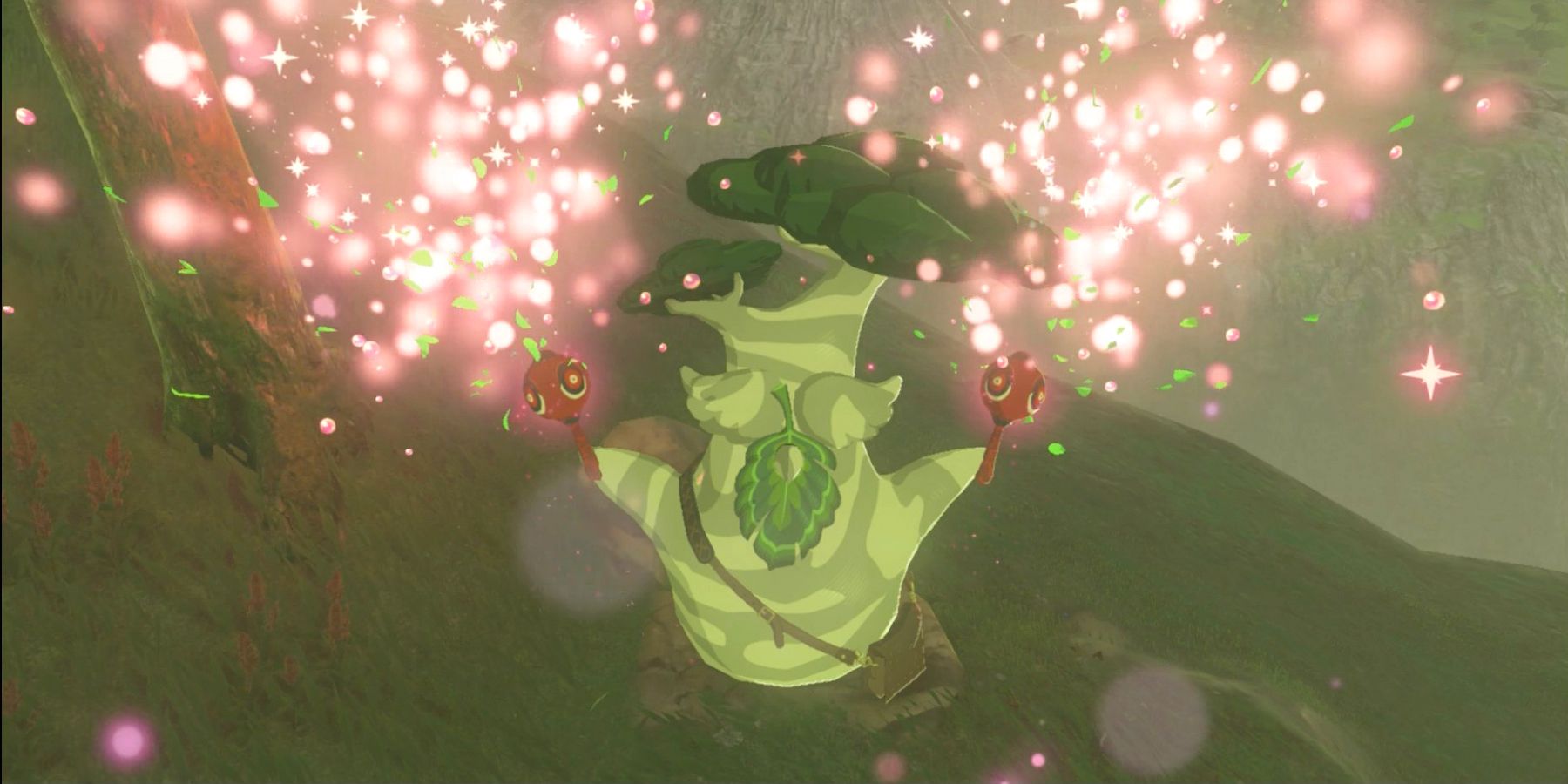 Hestu dancing in BOTW after being given a Korok Seed