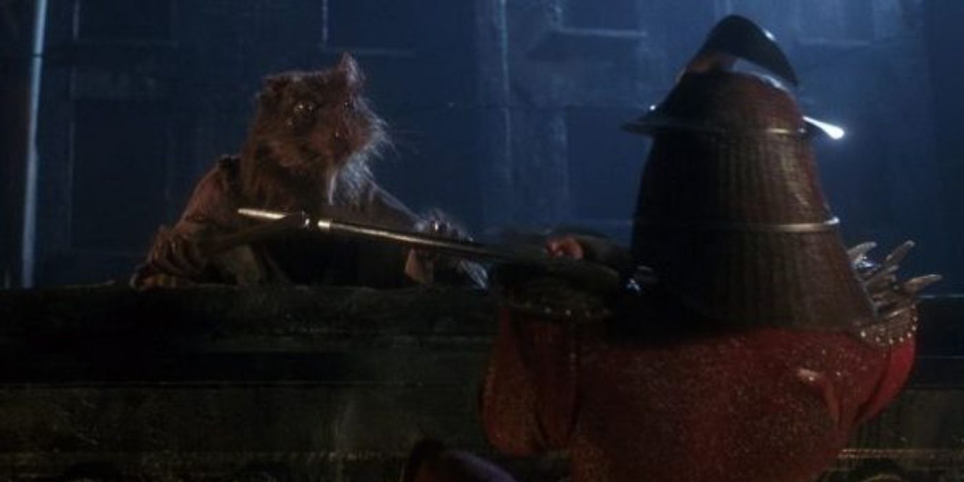 Splinter facing his old rival, Shredder in Teenage Mutant Ninja Turtles