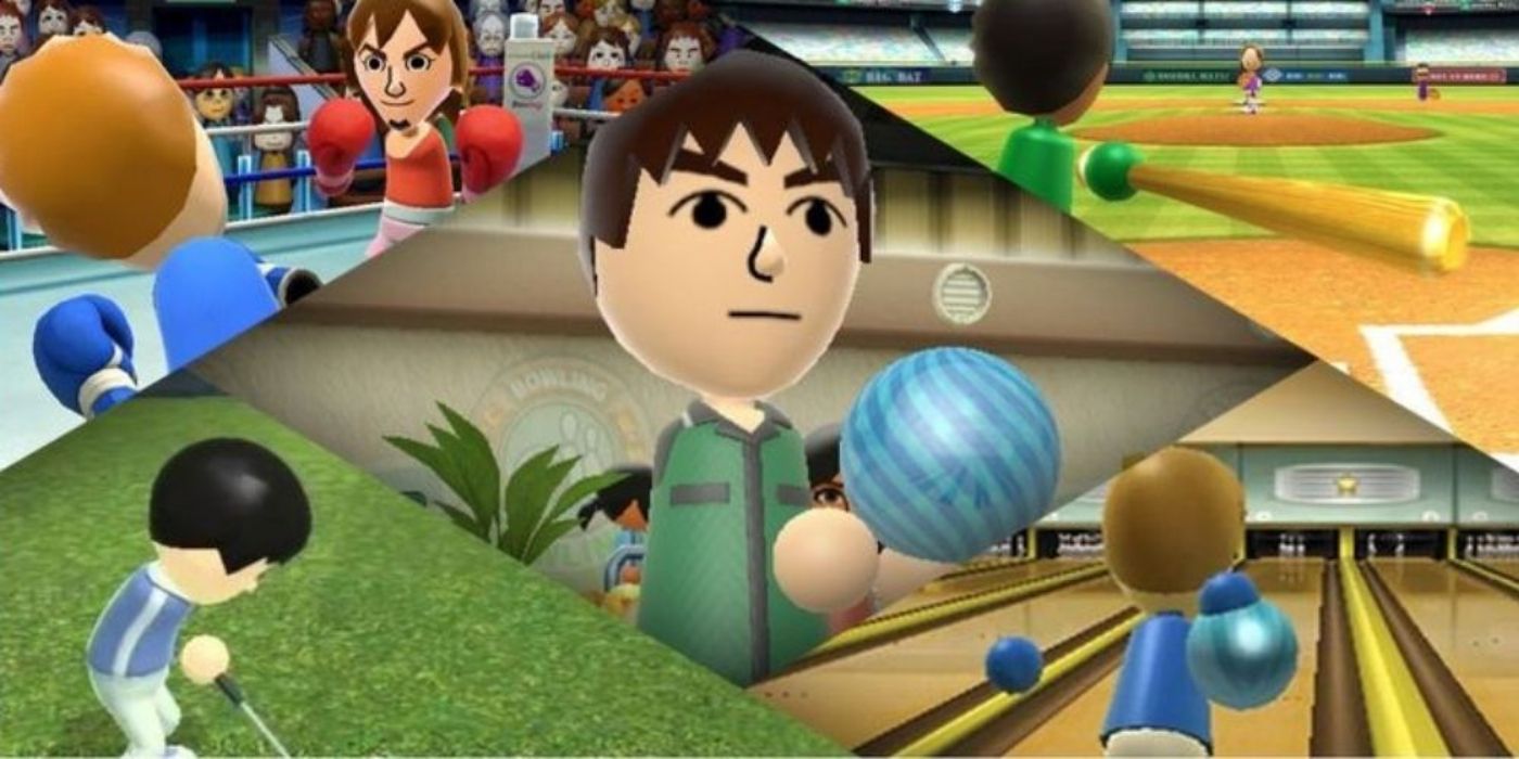A screenshot of the Wii Sports video game showing a man bowling.