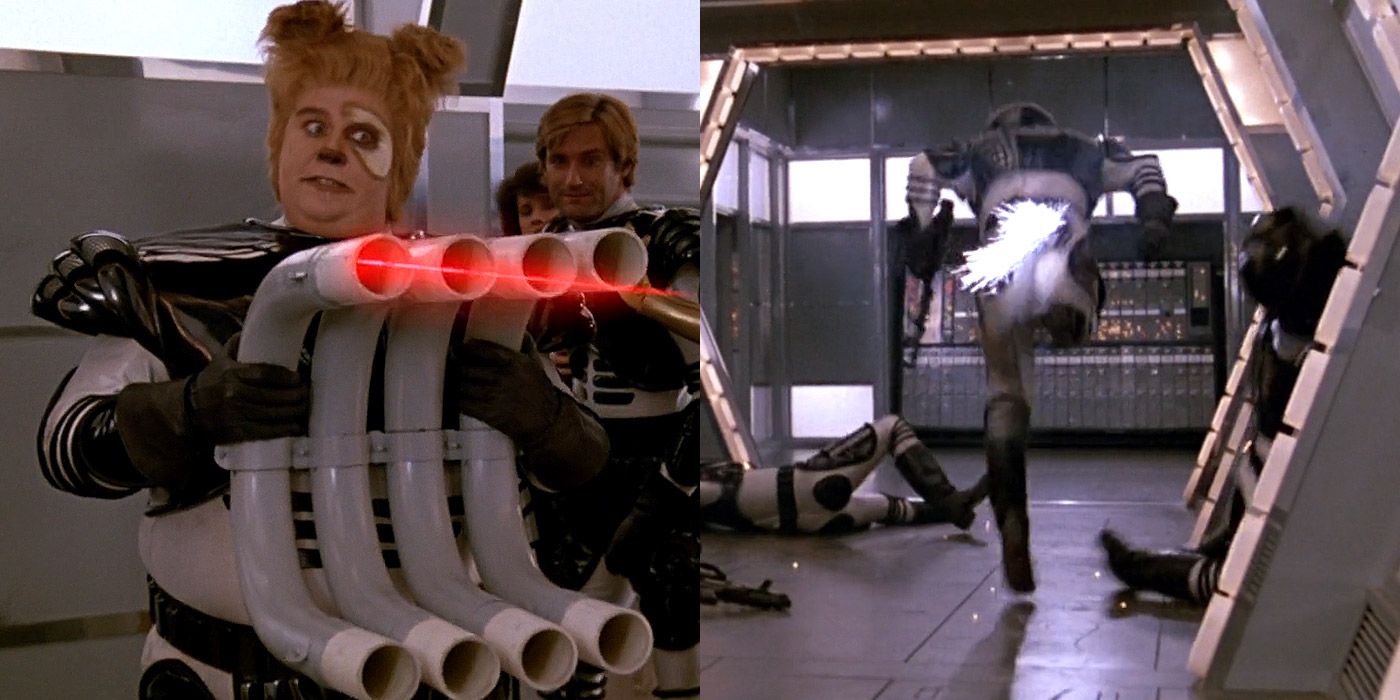 Barf repels blaster fire from troopers in Spaceballs