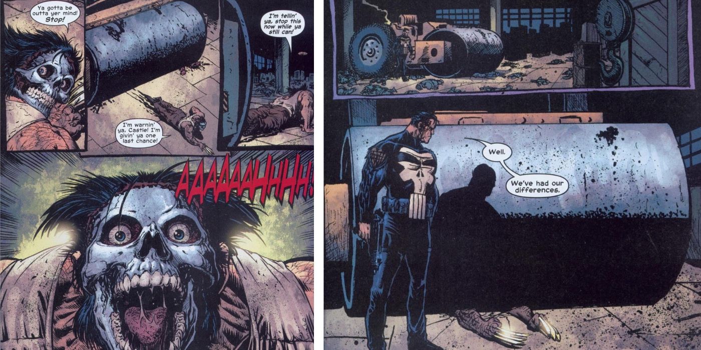 Punisher uses a Streamroller on Wolverine