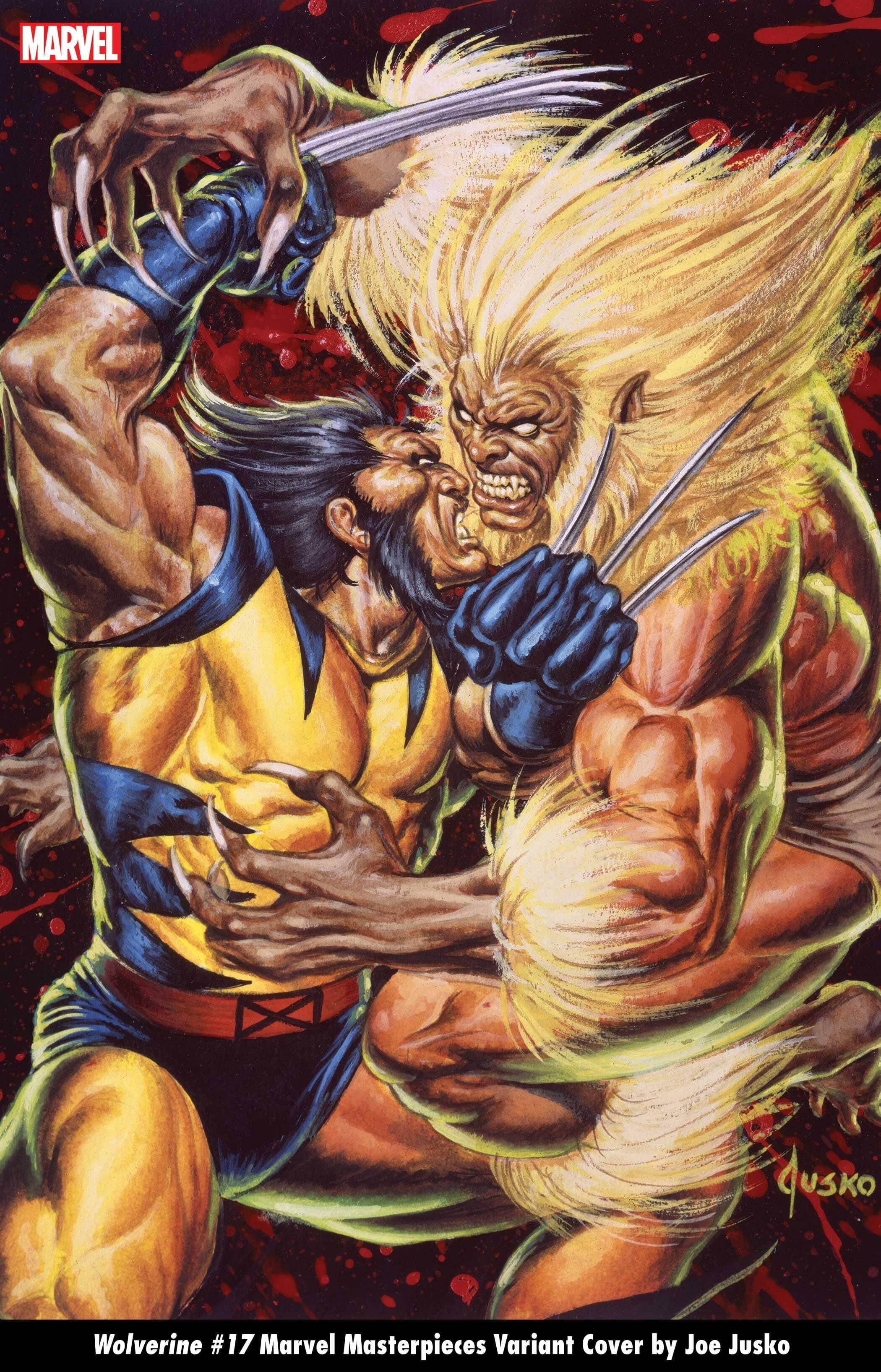 Wolverine vs sabretooth marvel masterpieces card art