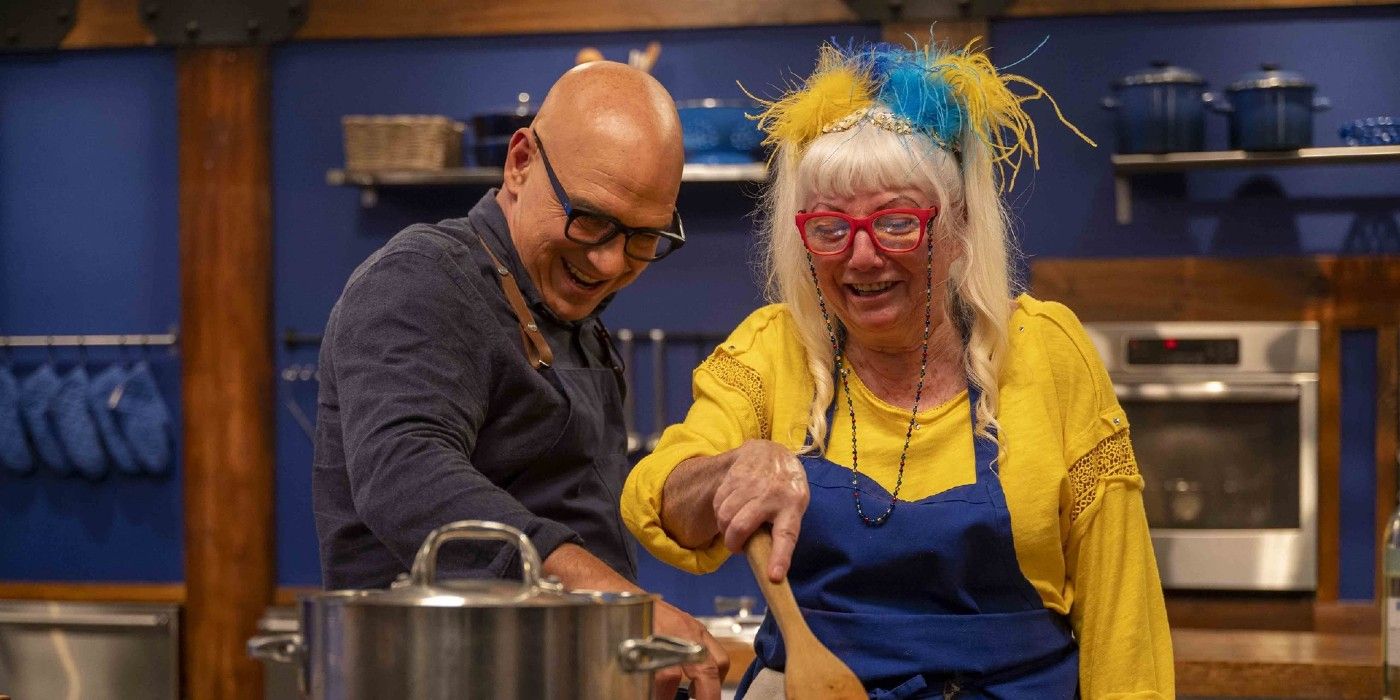 Michael Symon on Food Network's 'Worst Cooks in America' helping one of the contestants in the kitchen.