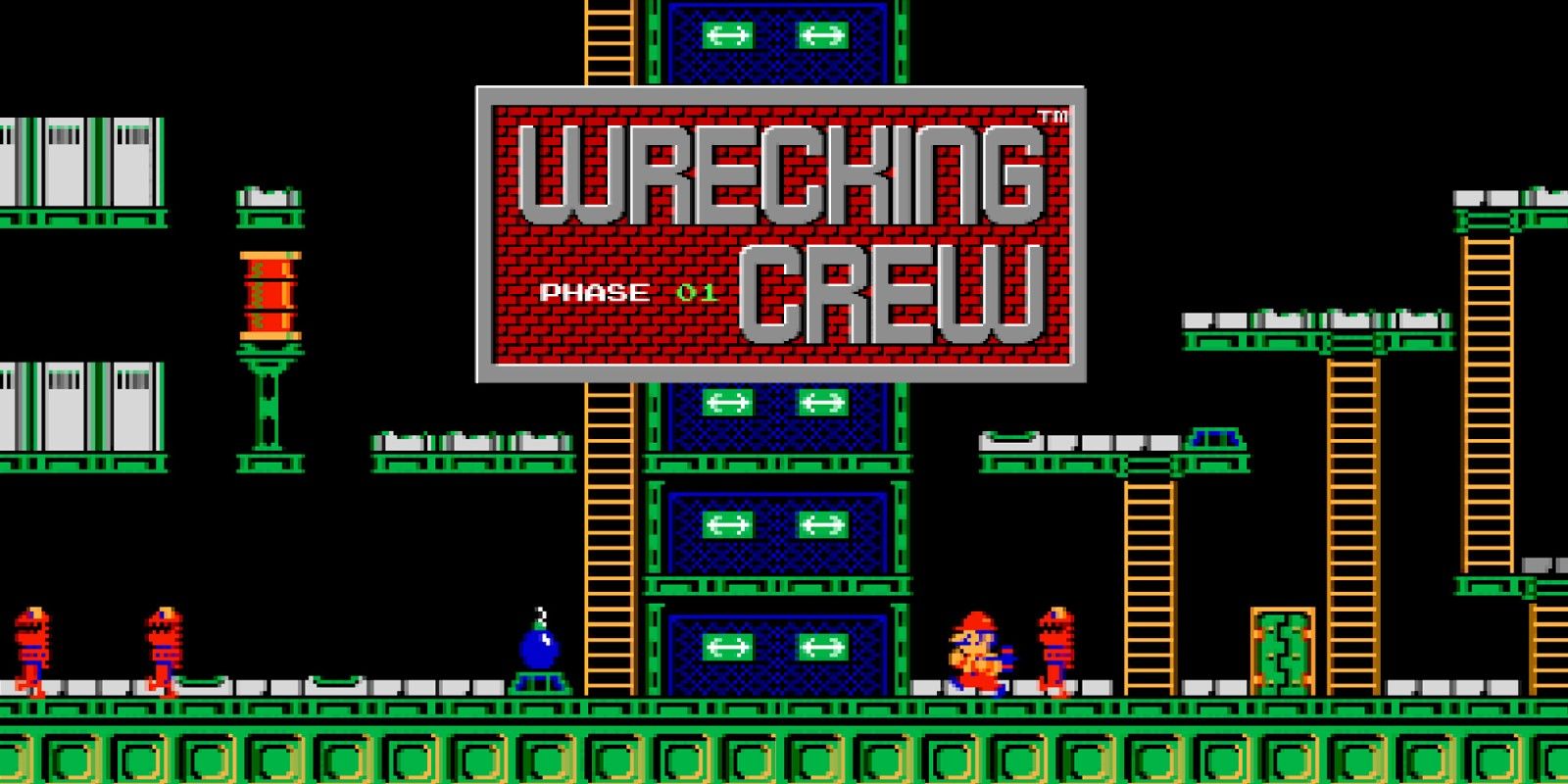 The title screen of the NES game Wrecking Crew.