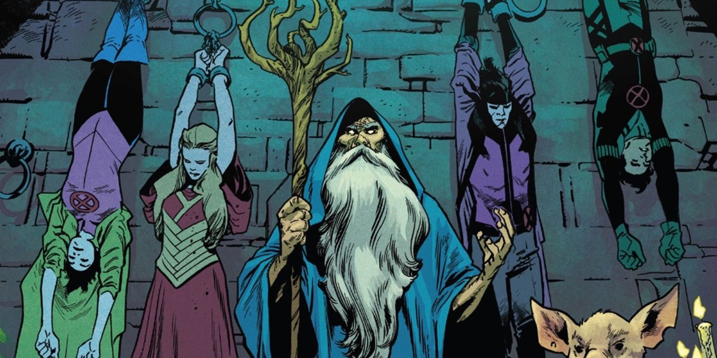 Merlyn holds members of Excalibur captive in Marvel Comics.