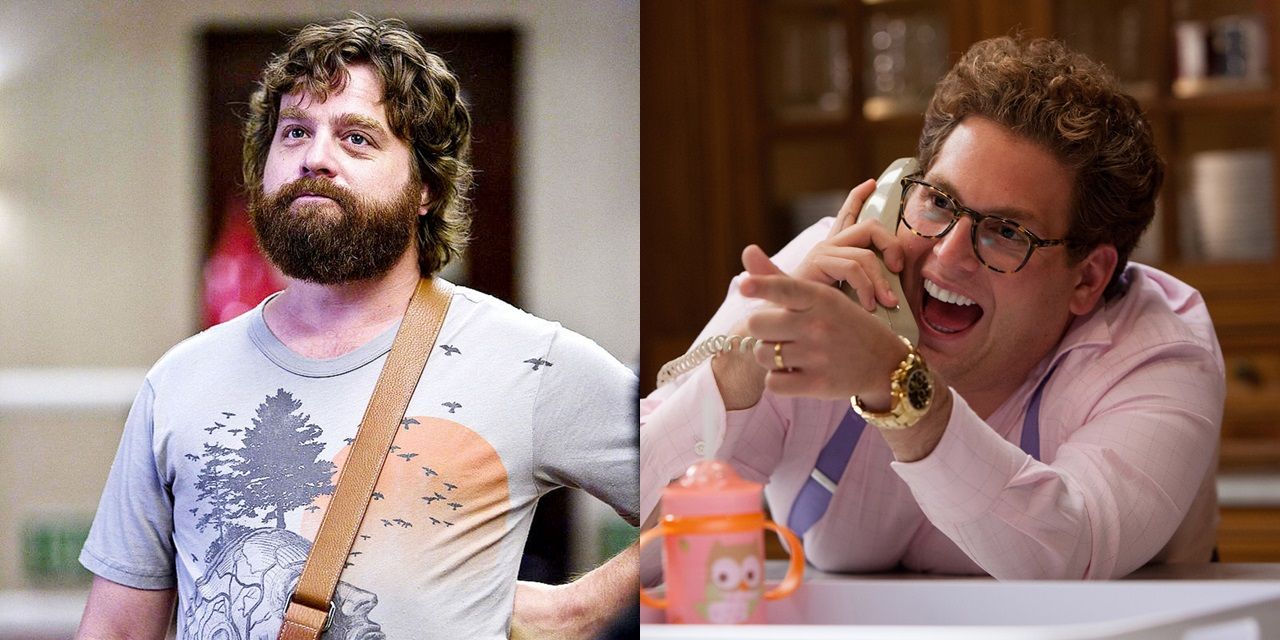Zach Galifianakis in The Hangover and Jonah Hill in The Wolf of Wall Street