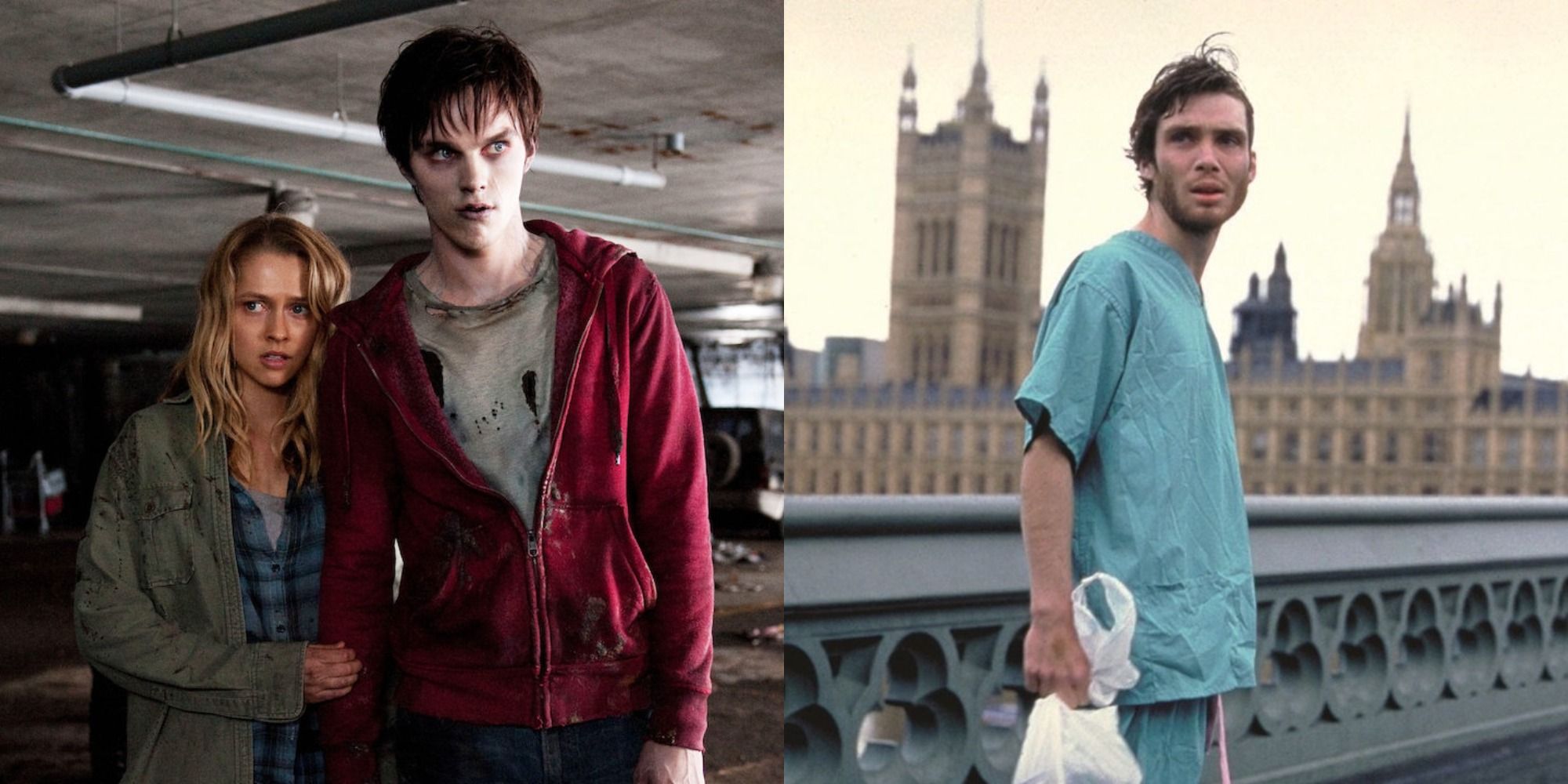 Split image of stills from Warm Bodies and 28 Days Later