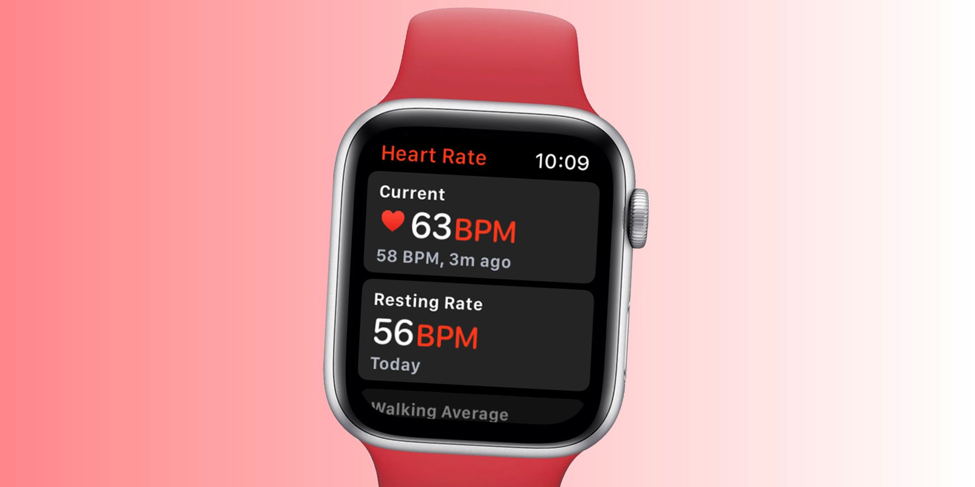 Apple Watch running the heart rate app