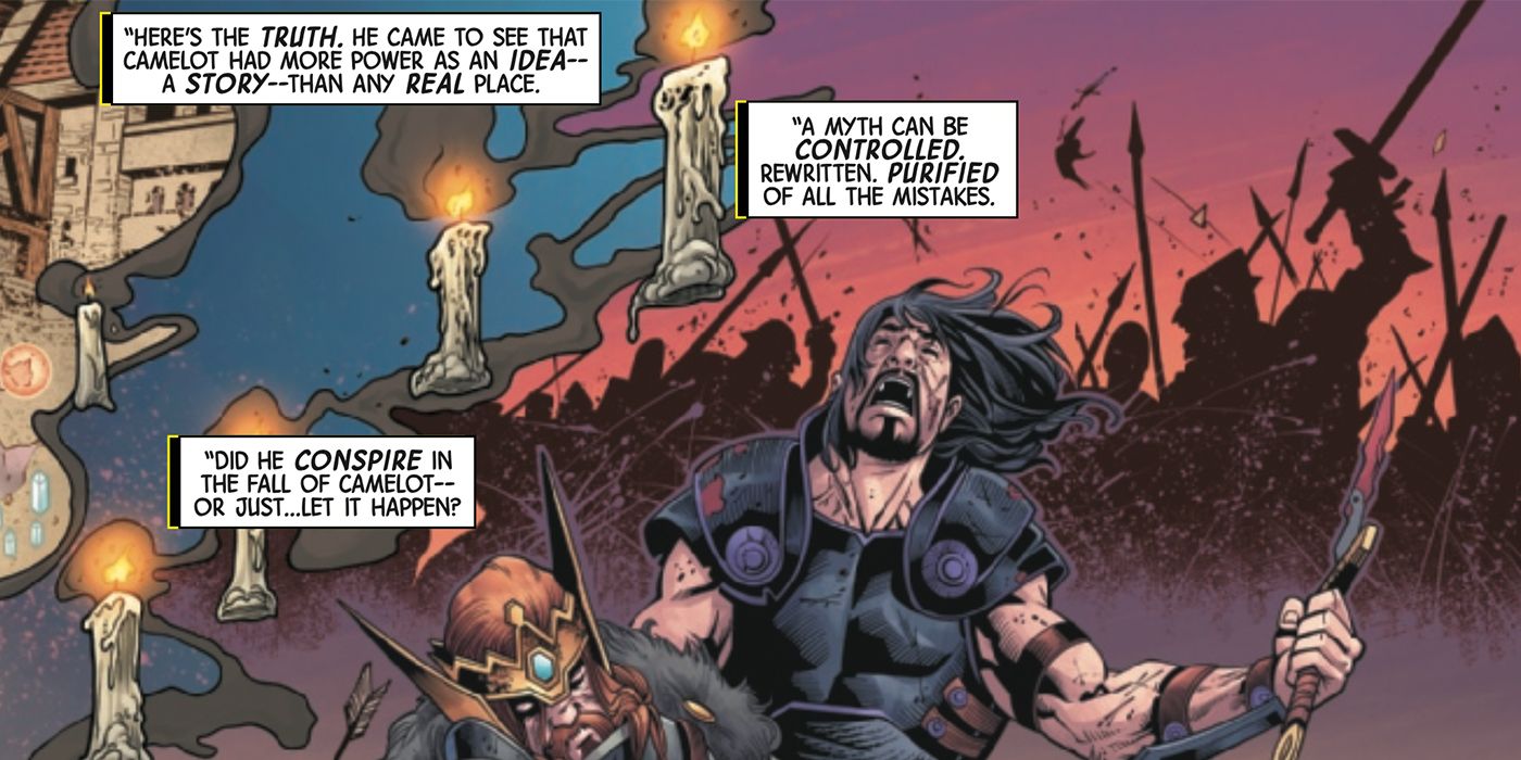 Mordred and King Arthur in Black Knight: Curse of the Ebony Blade #4.