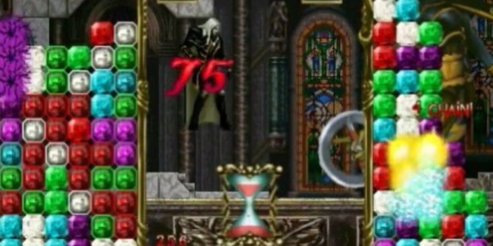 Alucard hovers in air in Castlevania Puzzle: Encore of the Night