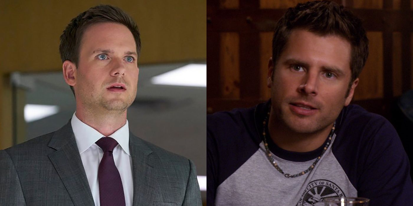 Split image of Mike from Suits and Shawn from Psych.