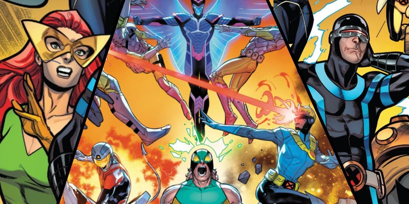 Comic panel from Children of the Atom featuring several X-Men