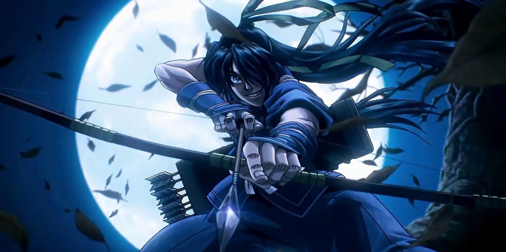 Samurai attacks in moonlight in Drifters