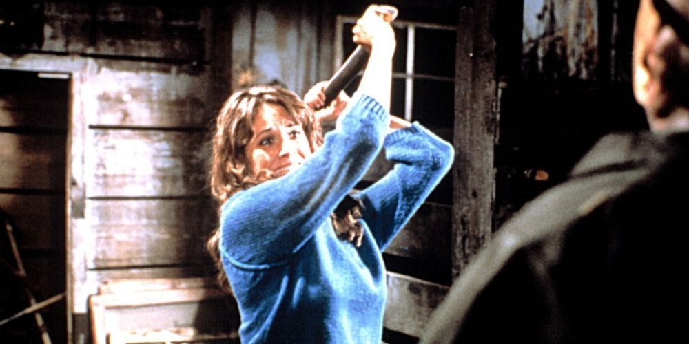 Chris swings ax at Jason in Friday the 13th Part III