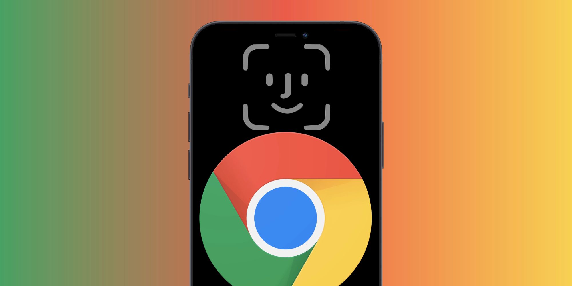 Google Chrome and Face ID icons on an iPhone