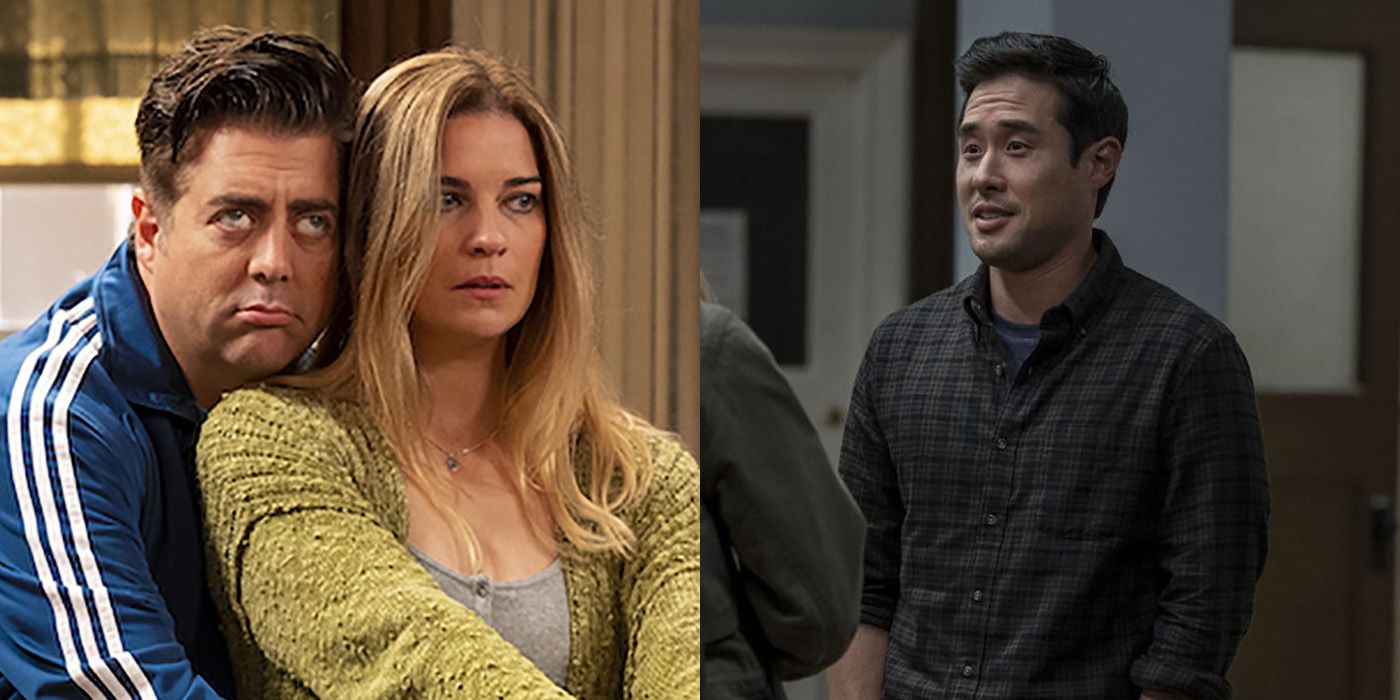 Split image of Allison and Kevin and Sam from Kevin Can F**K Himself.