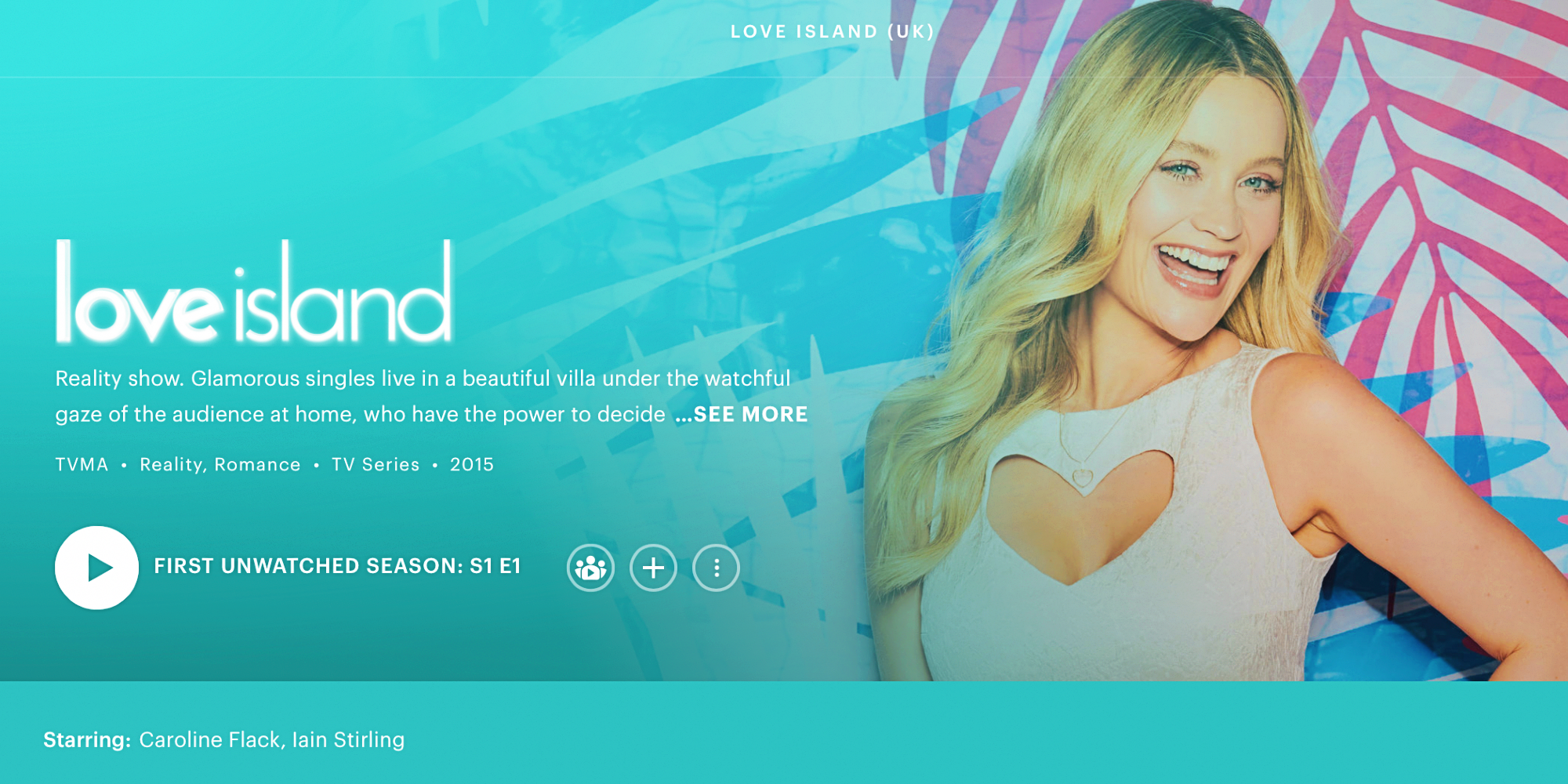 Love Island U.K.'s streaming page on Hulu.com