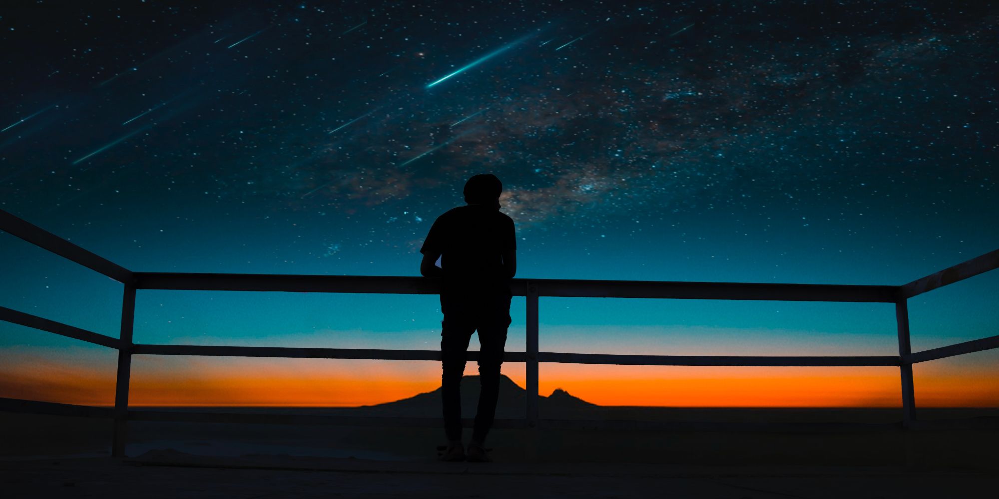 Person watching a meteor shower