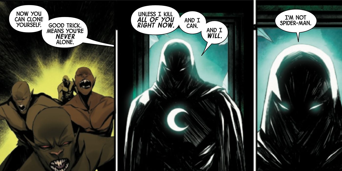 Moon Knight telling Vermin that he could kill them in Moon Knight #1.