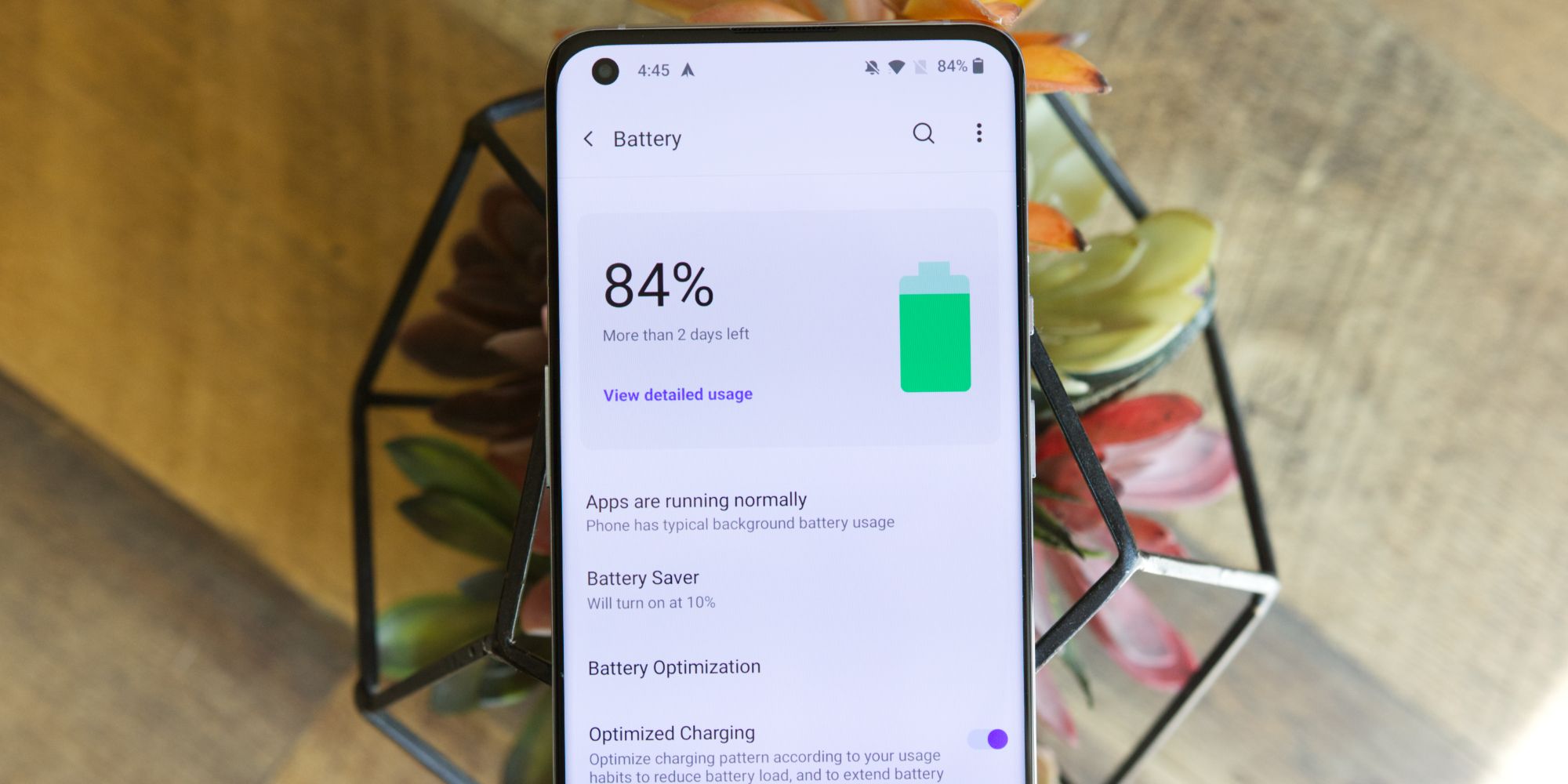 OnePlus 9 battery settings page
