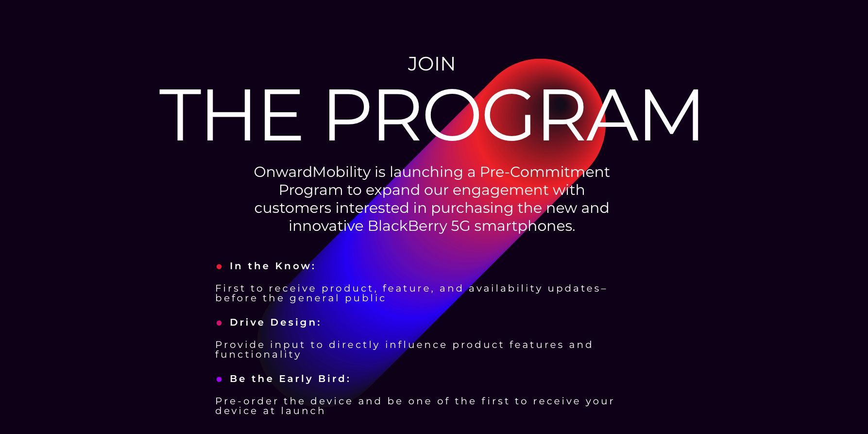 Pre-Commitment Program for OnwardMobility's BlackBerry phone