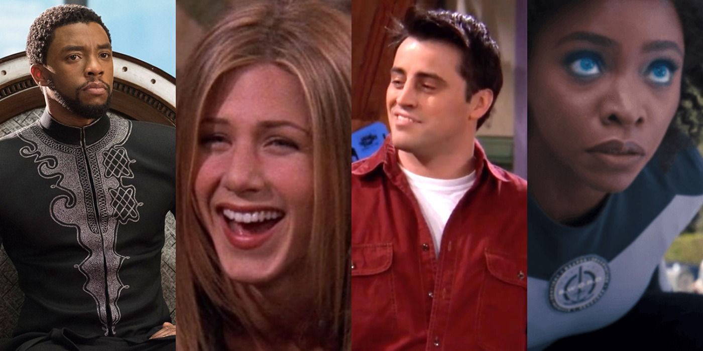 Split image, T'challa, Rachel, Joey, Monica