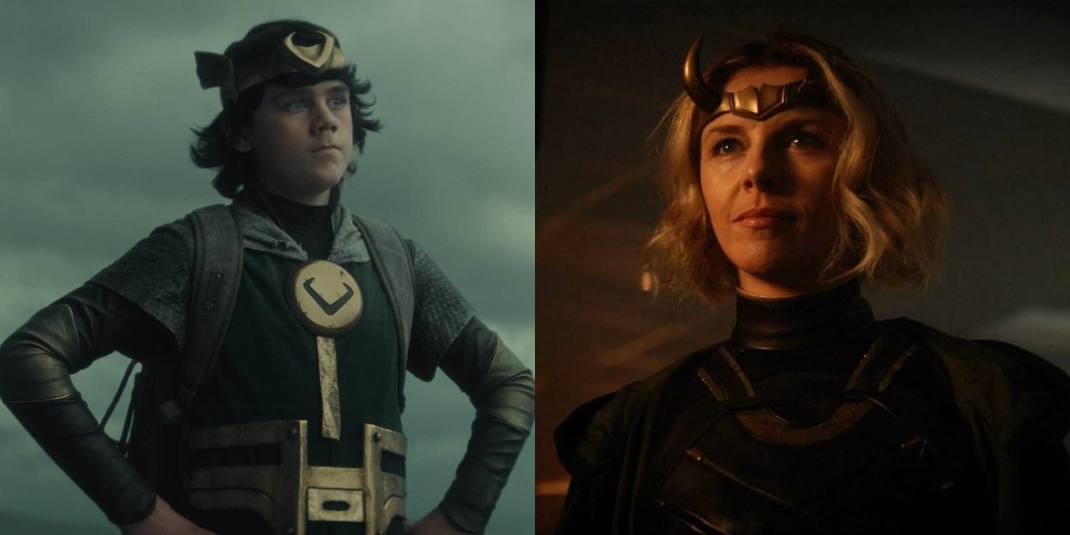 Split image of Sylvie and Kid Loki in Loki