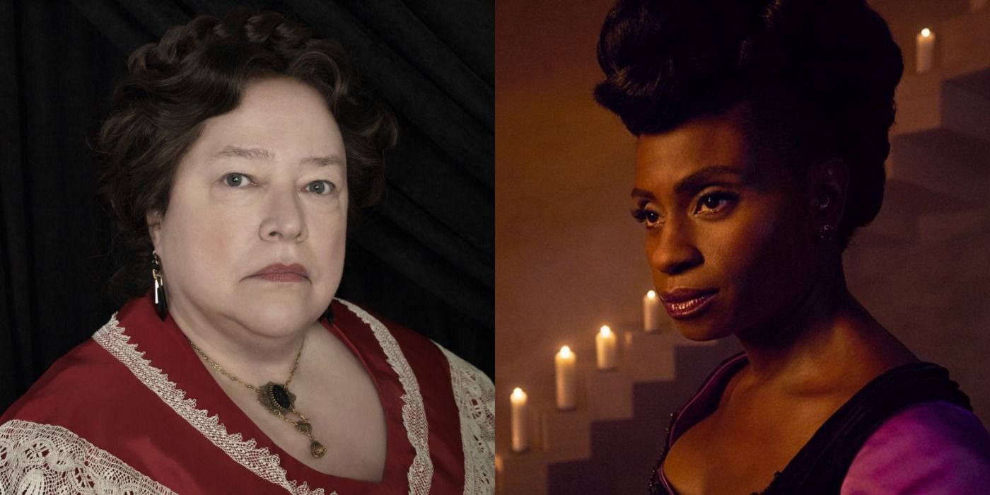 Split image of Madame Lalaurie and Dinah Stevens from American Horror Story