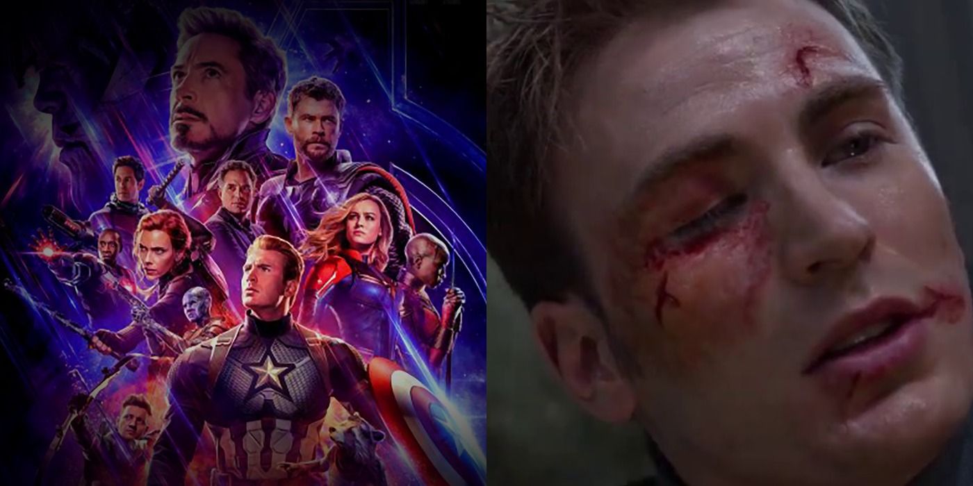 The Avengers: Endgame poster and a bloodied Steve speaks with Bucky