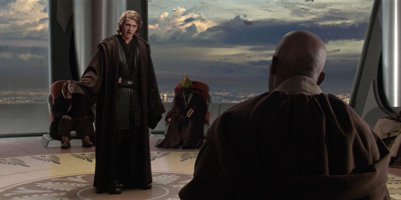 Anakin facing judgement from the council