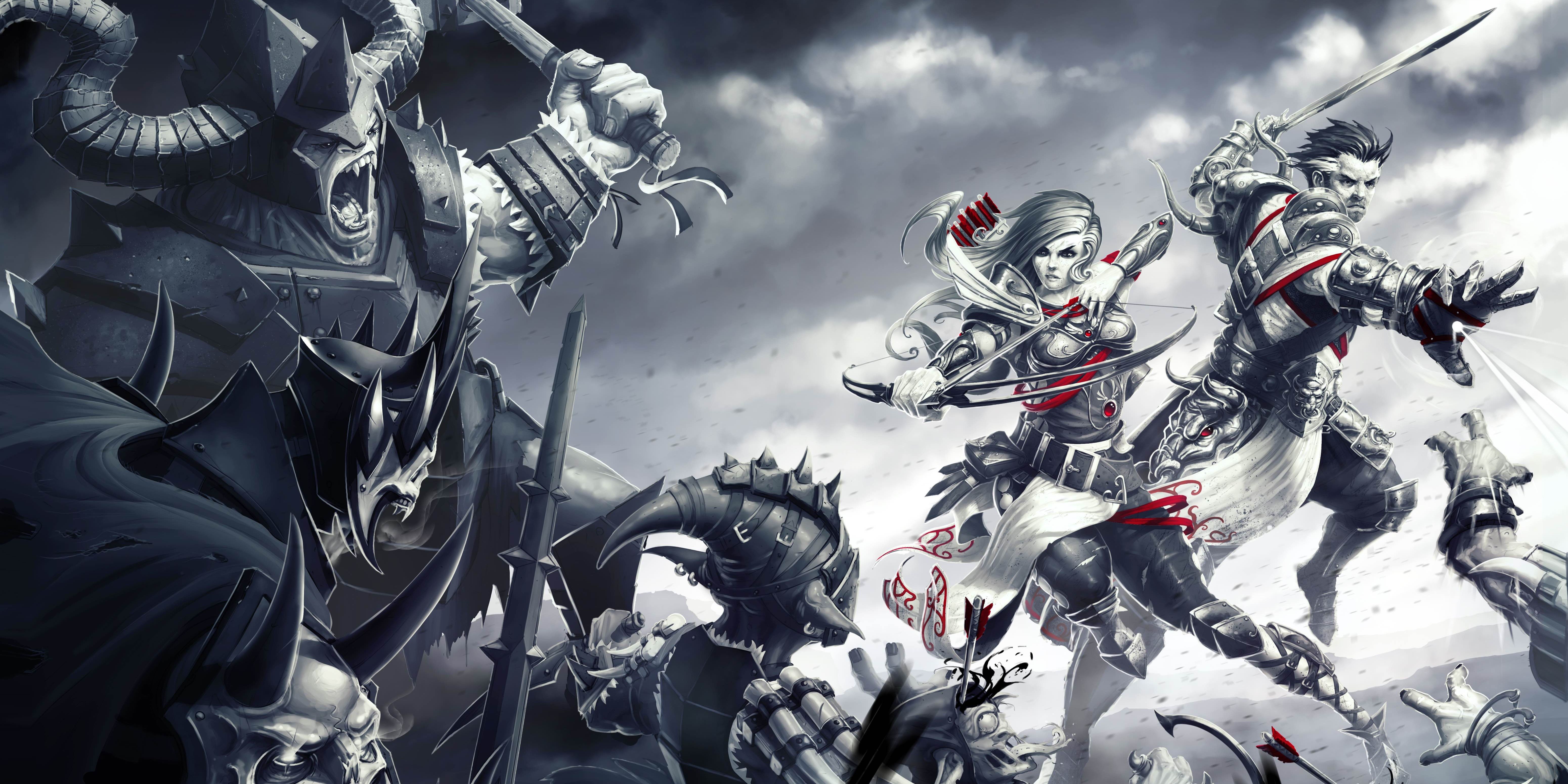 poster for Divinity Original Sin Enhanced Edition featuring the Source Hunters fighting enemies